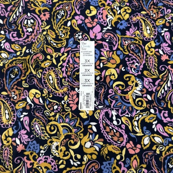 Croft and Barrow NWT womens The Classic Tee 3X short sleeve crew damask - Picture 4 of 12